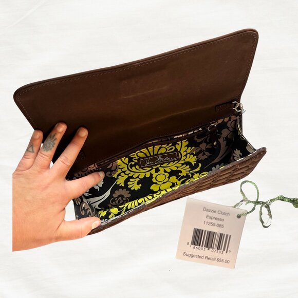 Vera Bradley Dazzle Clutch | Brown Quilted Beaded Evening Bag - Picture 3 of 3